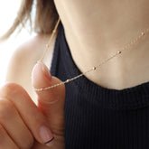 14K Rose Gold Ball Chain Necklace BlackSugar-Best Online Jewelry Shop Located West Los Angeles
